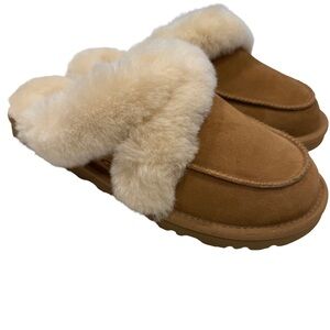 Ugg Loria Women’s Suede Shearling Lined Indoor/ Outdoor Mules Slippers Sz 8 NEW